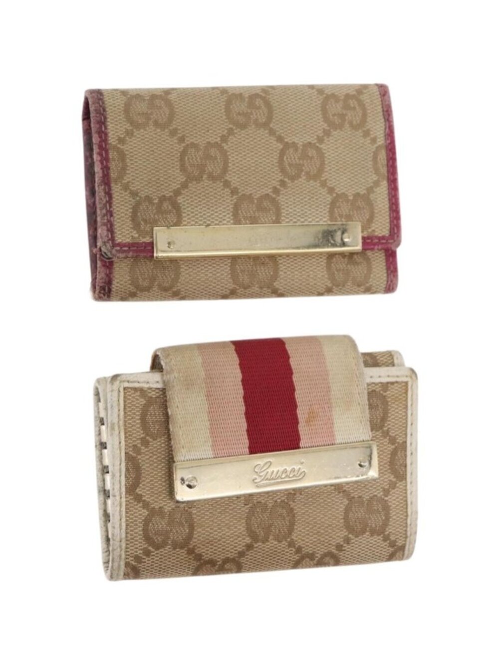 GUCCI GG Canvas Key Case 2 Set Beige Gold